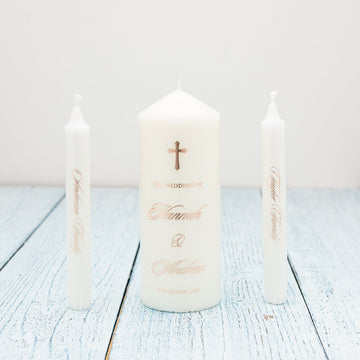 [ROSE GOLD] Personalised Real Foil Wedding Candle, Wedding Unity Candles - Personalised Candle - Younique Gifts Melbourne