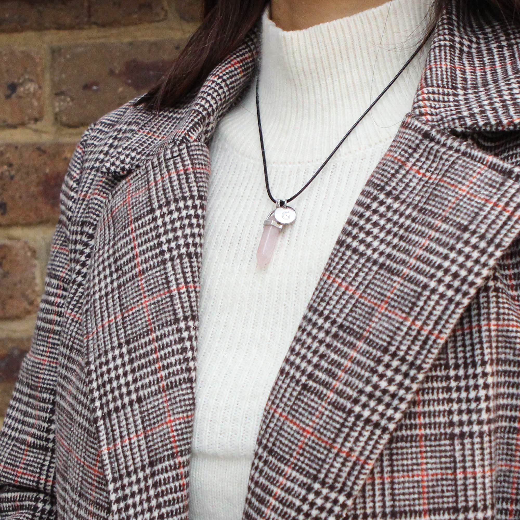 Pendant Initial Necklace, Crystal Pendant Necklace, Healing Stone, Chakra Stone