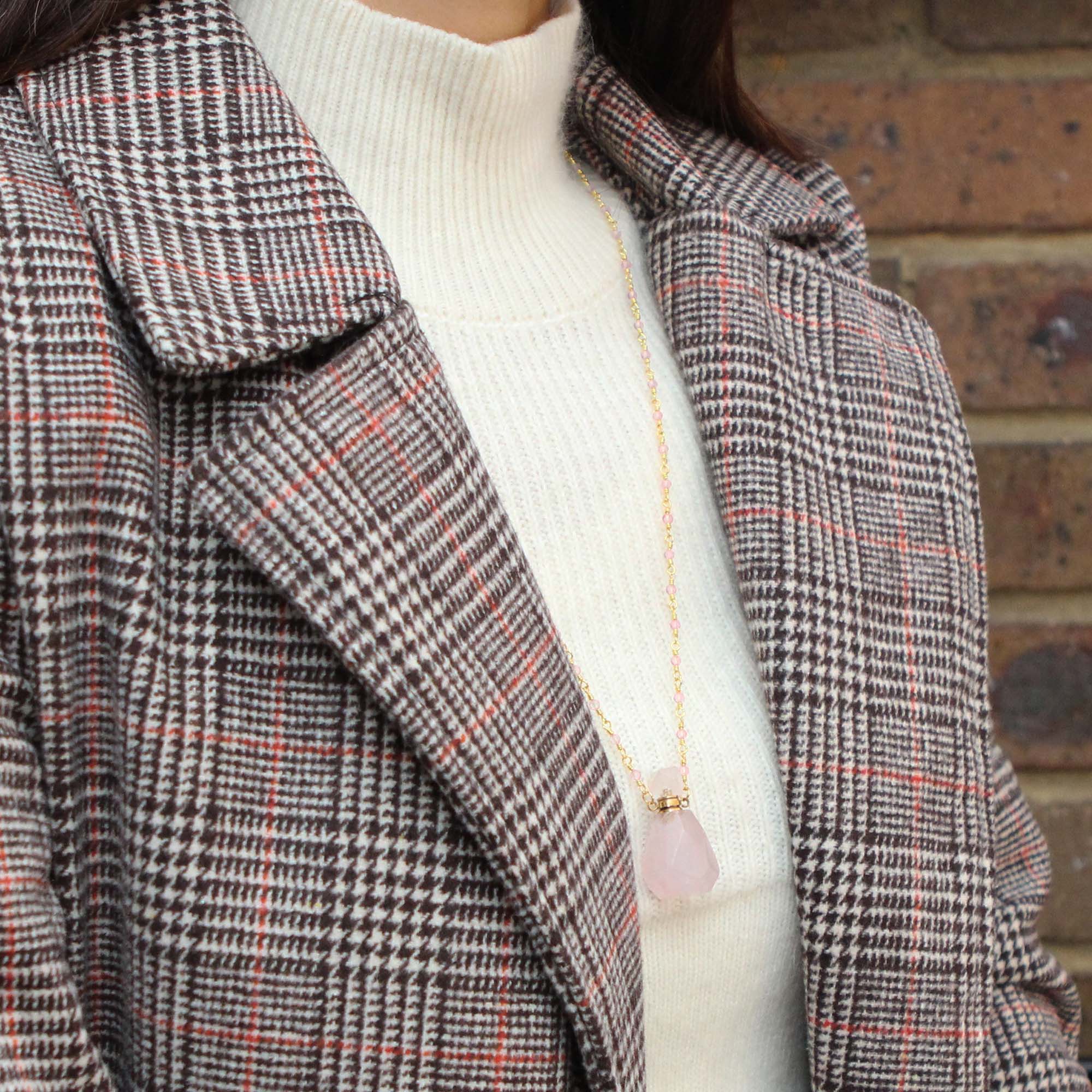 Natural Gemstone Perfume Bottle Necklace