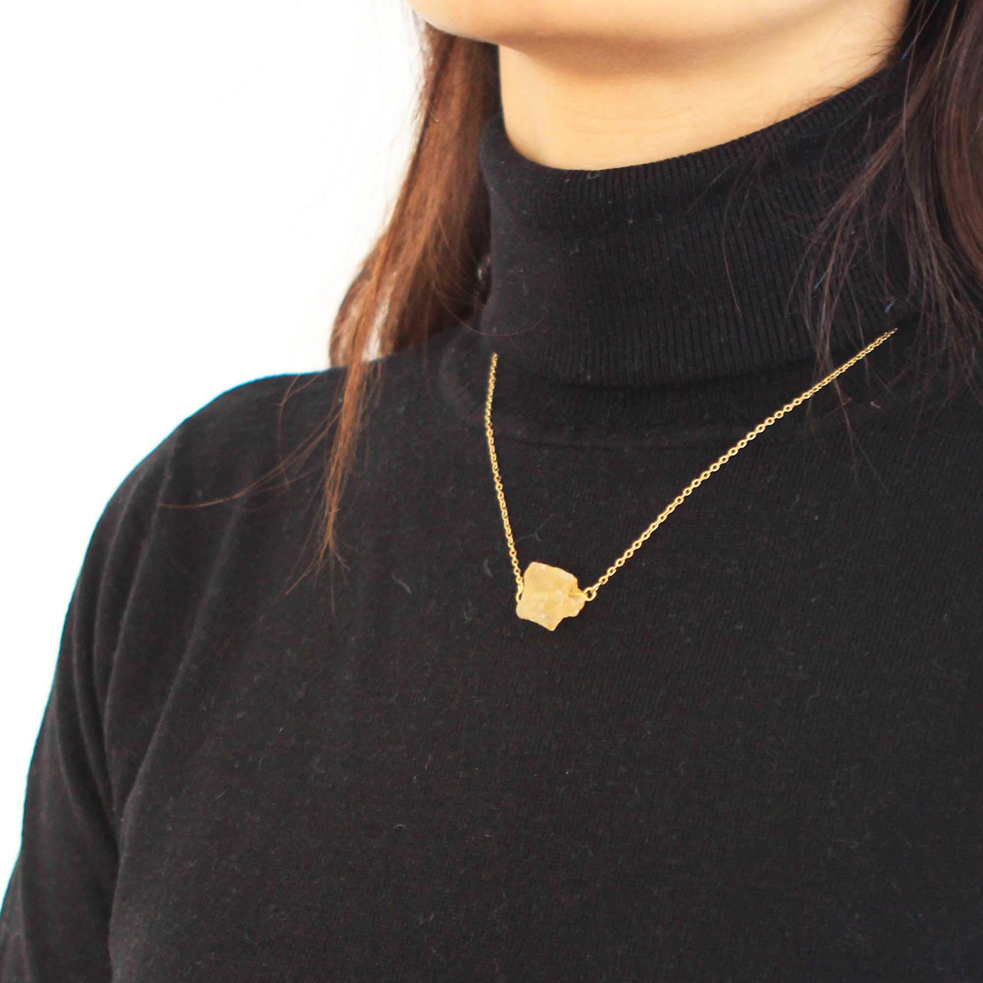 Natural Raw Stone Necklace - Bridesmaid / Birthday Gift