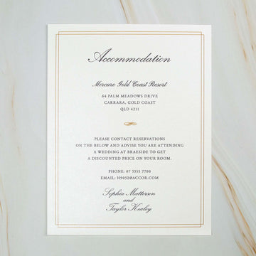 Wedding Invitations - Accommodation Card - Personalised Accommodations - Younique Gifts Melbourne