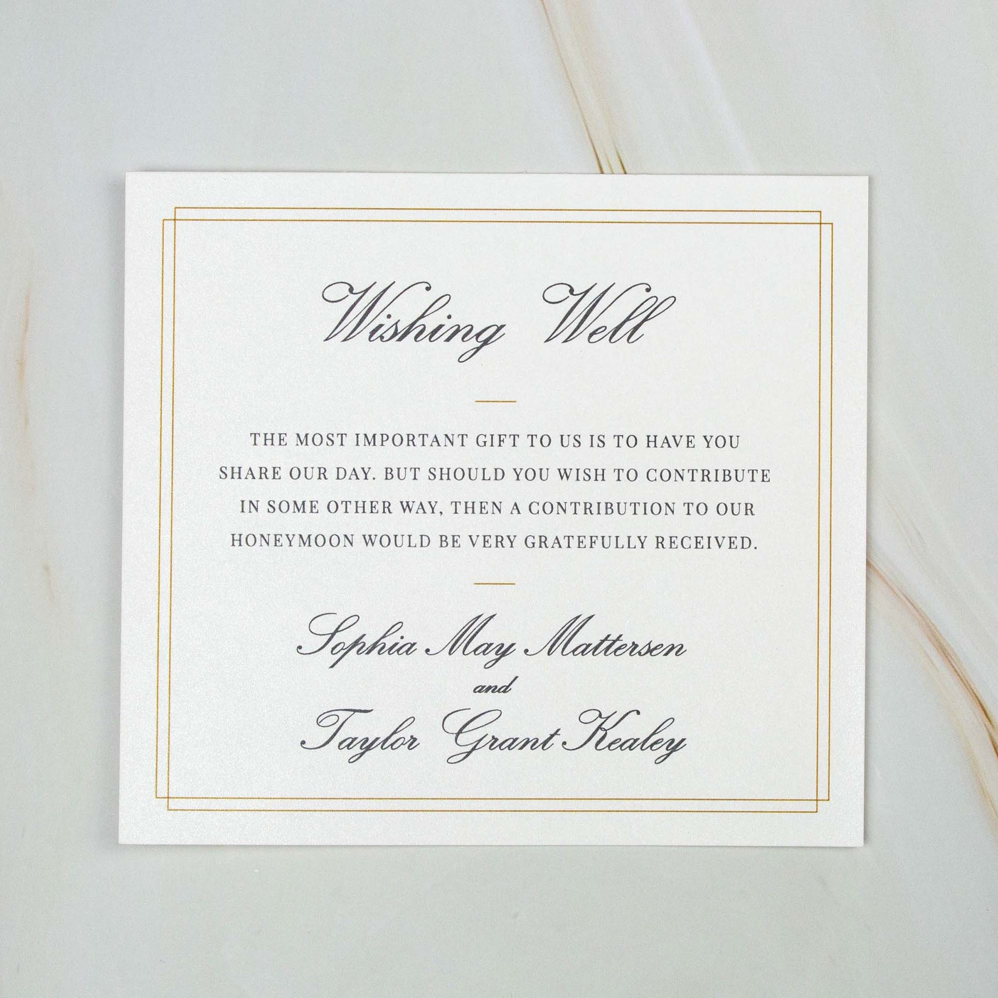 Wedding Wishing Well & Registry Cards - Elegant Gift Requests - Personalised - Younique Gifts Melbourne
