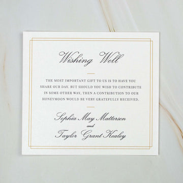 Wedding Wishing Well & Registry Cards - Elegant Gift Requests - Personalised - Younique Gifts Melbourne