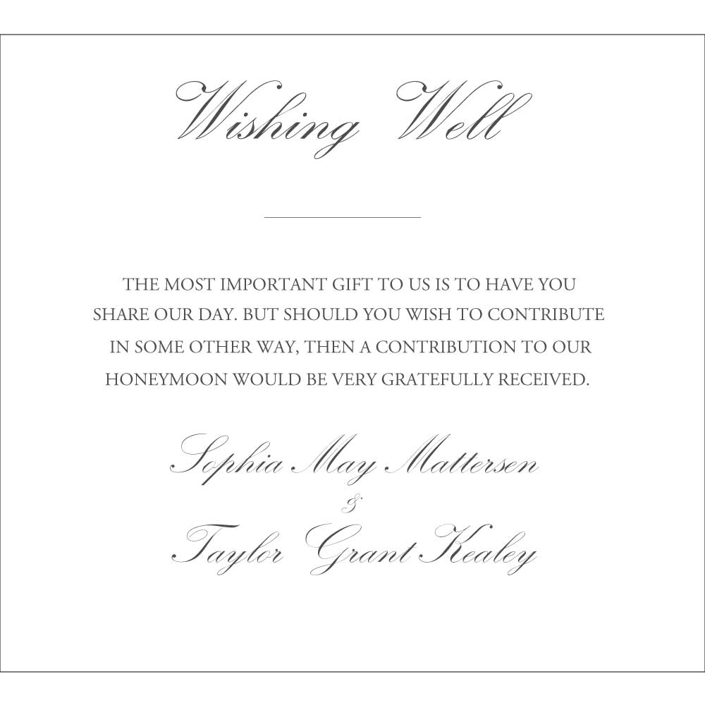 Wedding Wishing Well & Registry Cards - Elegant Gift Requests - Personalised - Younique Gifts Melbourne